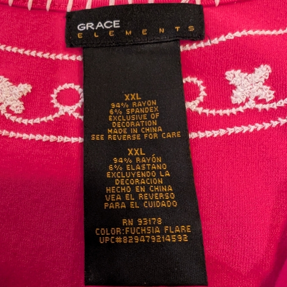 Grace Elements Fuchsia Dress with White Embroidery - Picture 2 of 5